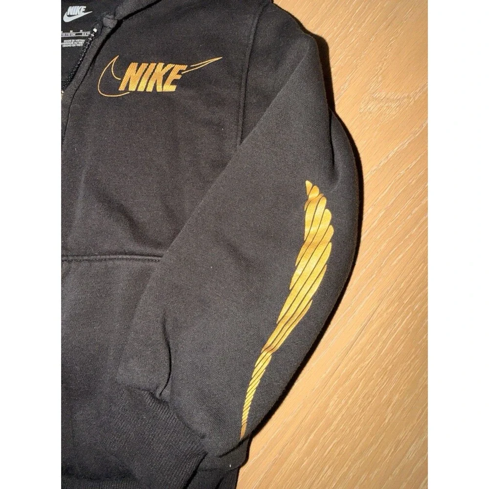 Nike Hoodie Size Kids Boys Girls Size Medium 5-6 “Black & Gold Edition”